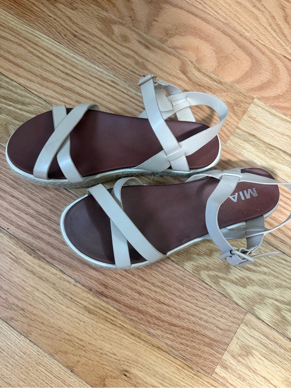MIA Beige Crisscross Platform Sandals
